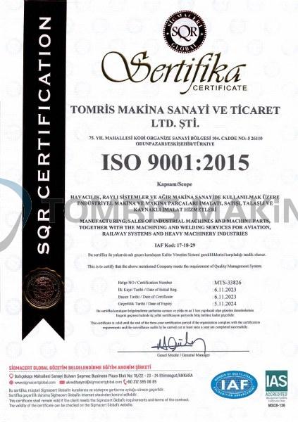 ISO 9001:2015 KALİTE YÖNETİM SİSTEMİ BELGEMİZ YENİLEDİK